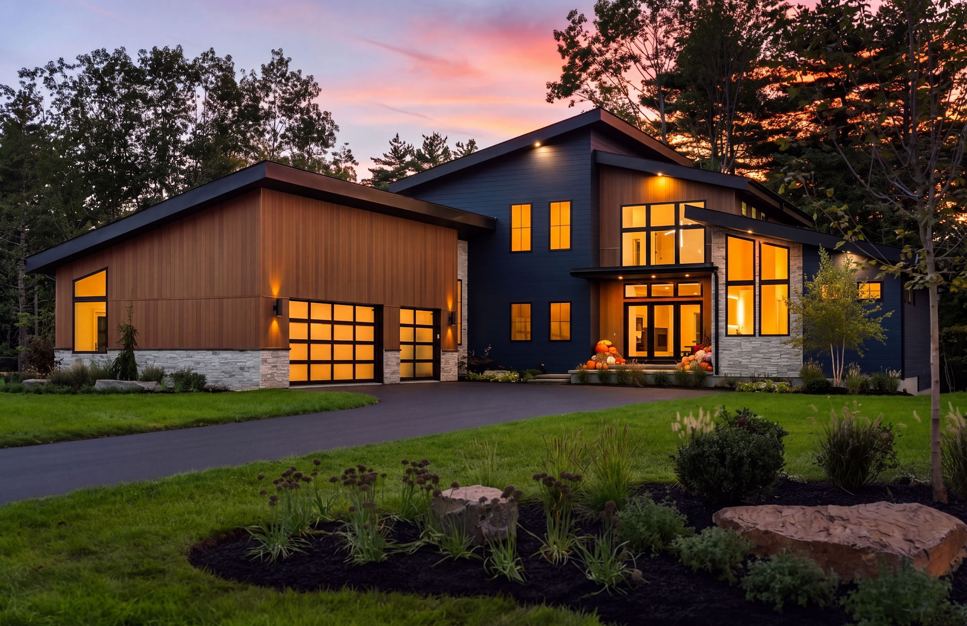 The exterior of a modern home